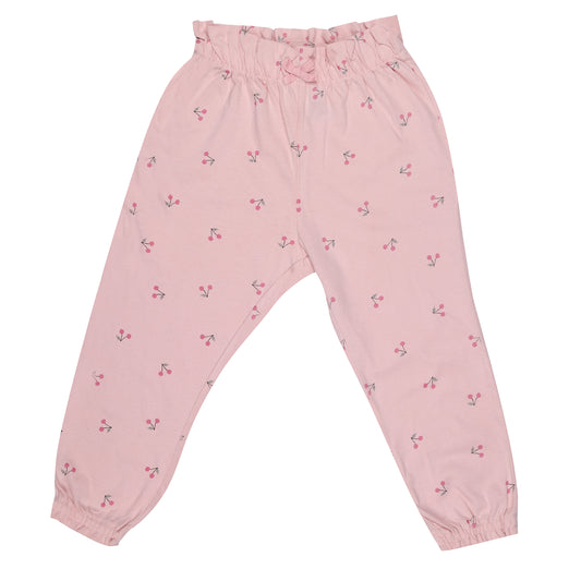Peachy Pink Cherry Printed Night Wear Girls Pyjama