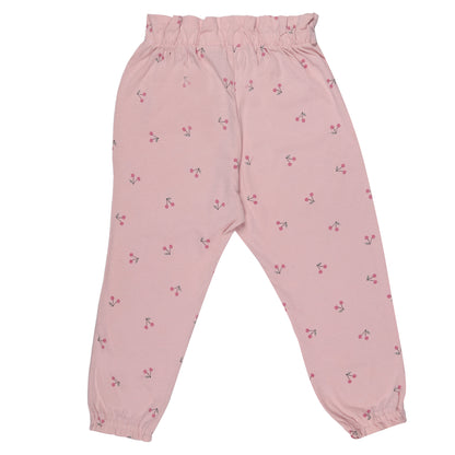 Peachy Pink Cherry Printed Night Wear Girls Pyjama