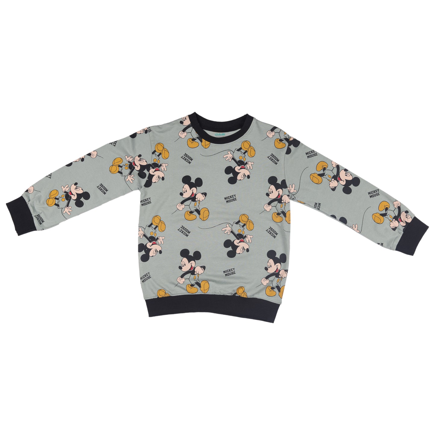 Mickey Mouse Printed Mint Green Knitted Outing Sweatshirt