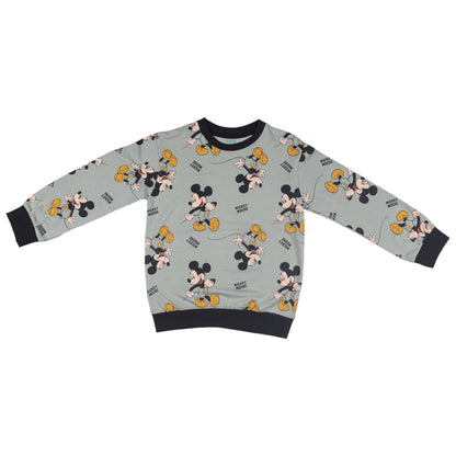 Mickey Mouse Printed Mint Green Knitted Outing Sweatshirt