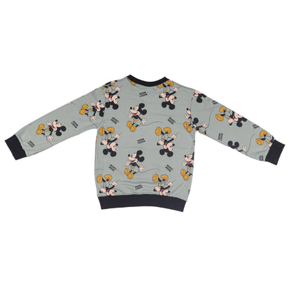 Mickey Mouse Printed Mint Green Knitted Outing Sweatshirt