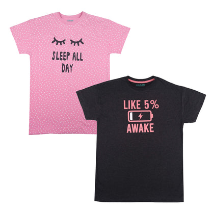 Sleep All Day Like 5% Awake Girls Long Loungewear Set of 2 Piece.