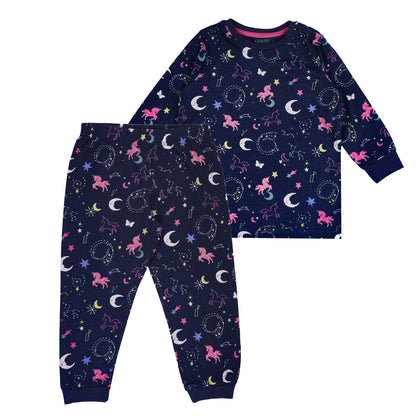 Unicorn Print Glow In Dark Night Suit Travelling Loungewear & Pyjama Set