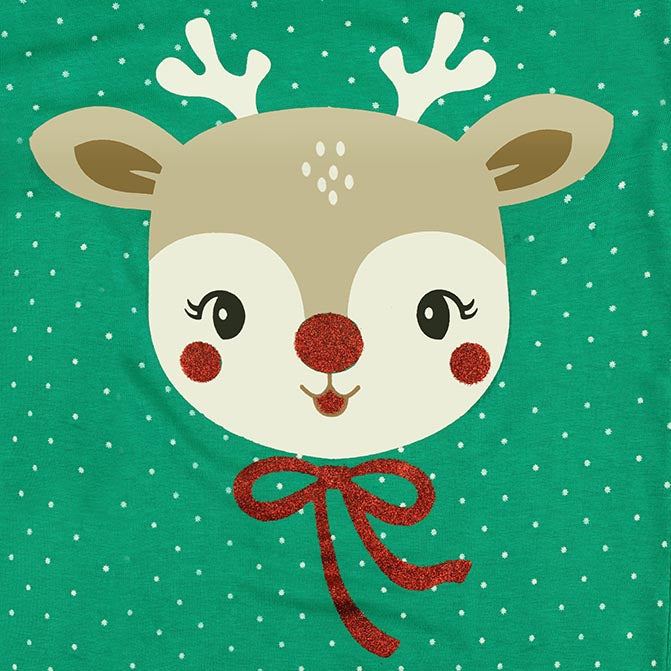 Christmas Vibes Girls Green Party T Shirt