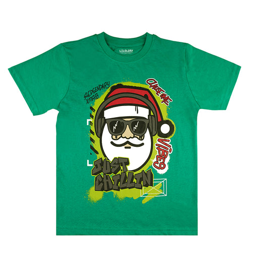 Santa Claus Just Chilling Green Party T Shirt