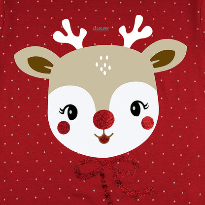 Christmas Vibes Girls Red Party T Shirt