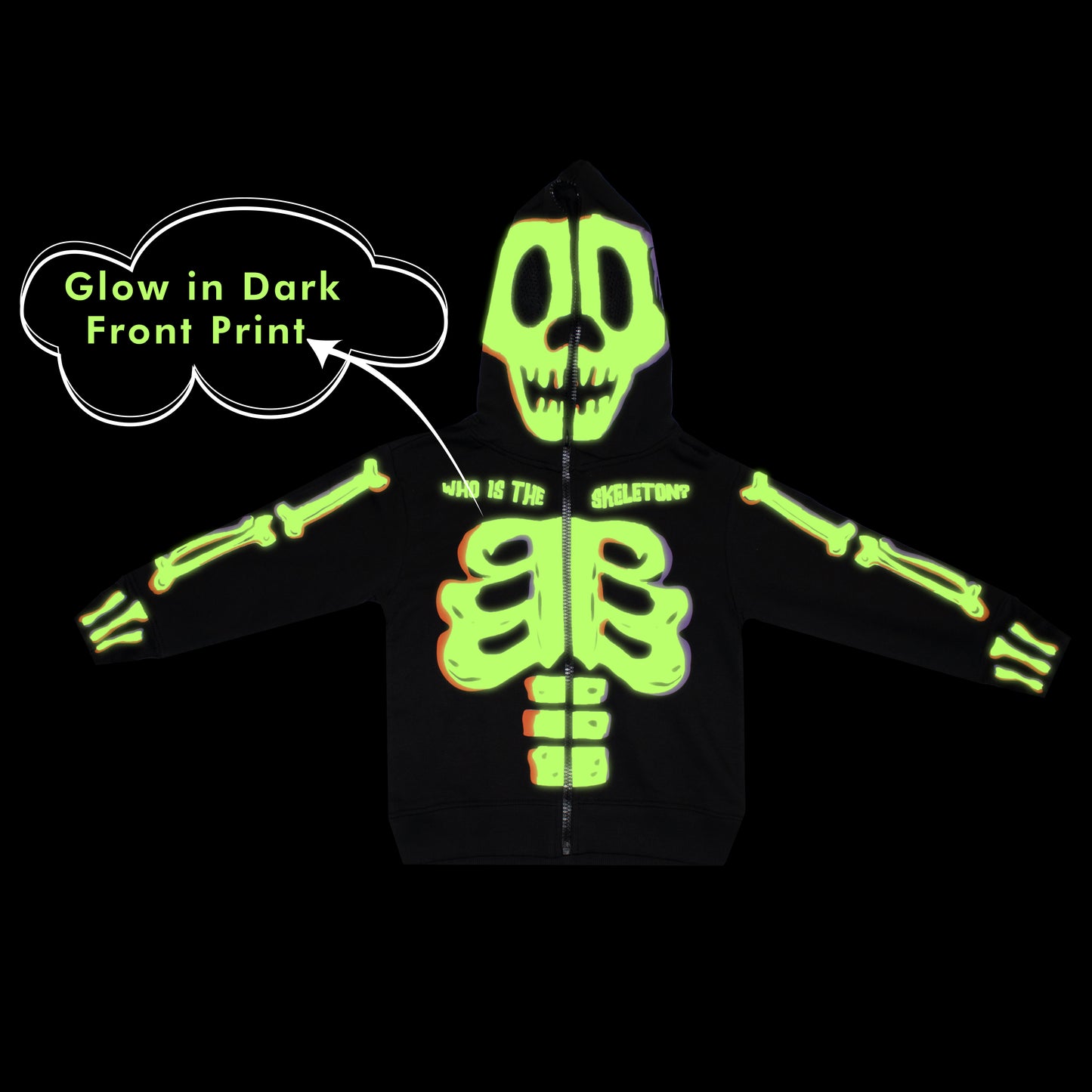 Disney Mickey Mouse Glow In Dark Zipper Boys Hoodie