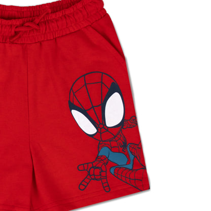 Marvel Spidey and His Amazing Friends Boys’ Red Shorts – Lightweight Cotton Blend with Elastic Waist & Pockets