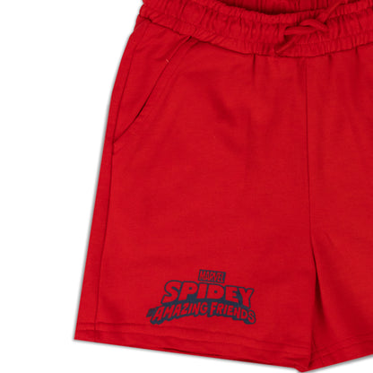 Marvel Spidey and His Amazing Friends Boys’ Red Shorts – Lightweight Cotton Blend with Elastic Waist & Pockets