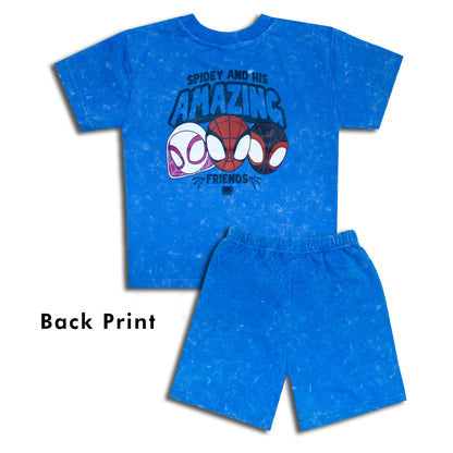 Amazing Spiderman Smart Stone Wash Drop Shoulder Shorty Set