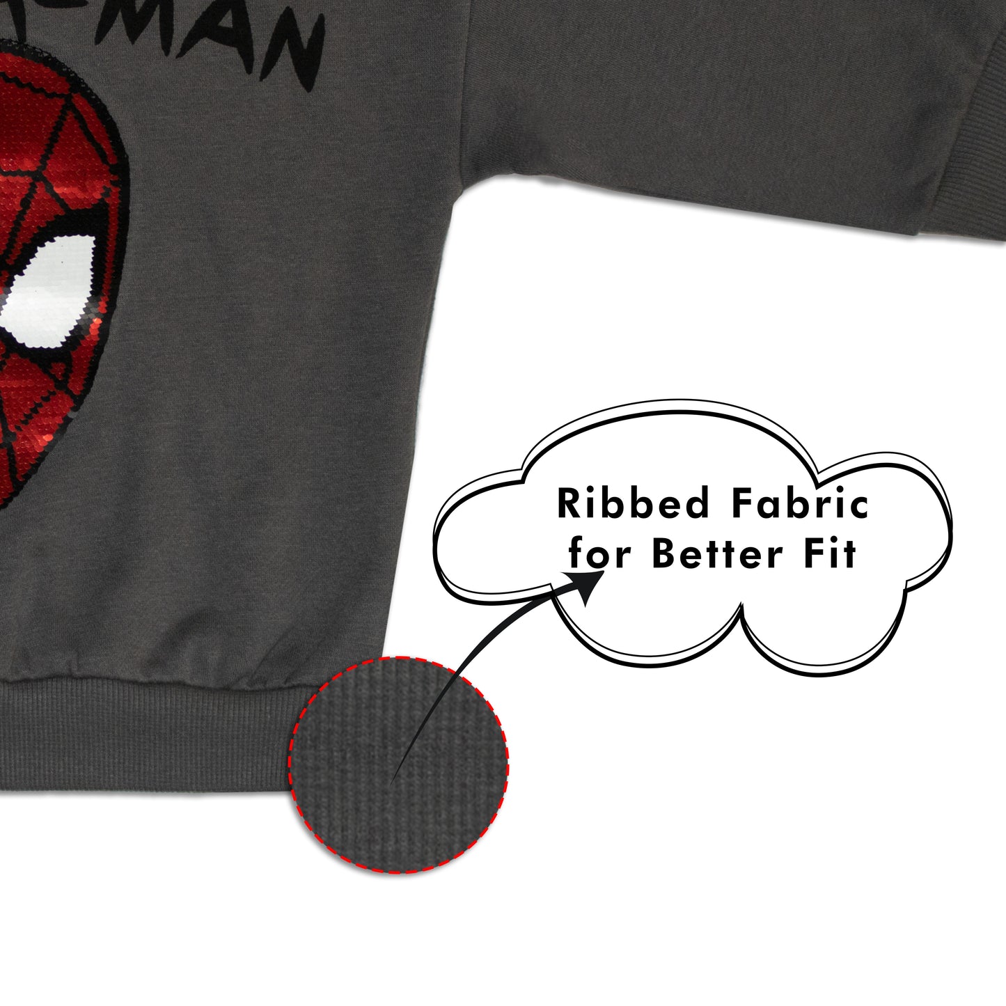 Marvel Spiderman Sequin All Season Oversize Drop Shoulder Sweatshirt