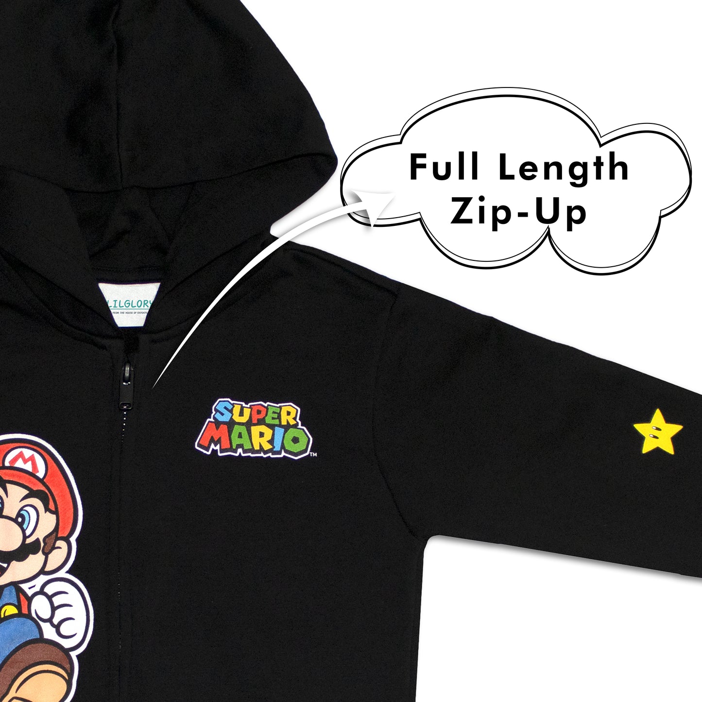 Super Mario Zipper Boys Hoodie
