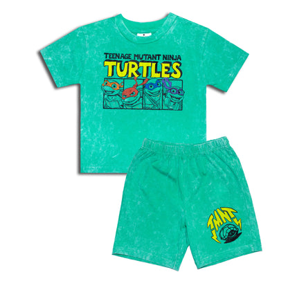 Ninja Turtles Smart Stone Wash Drop Shoulder Shorty Set